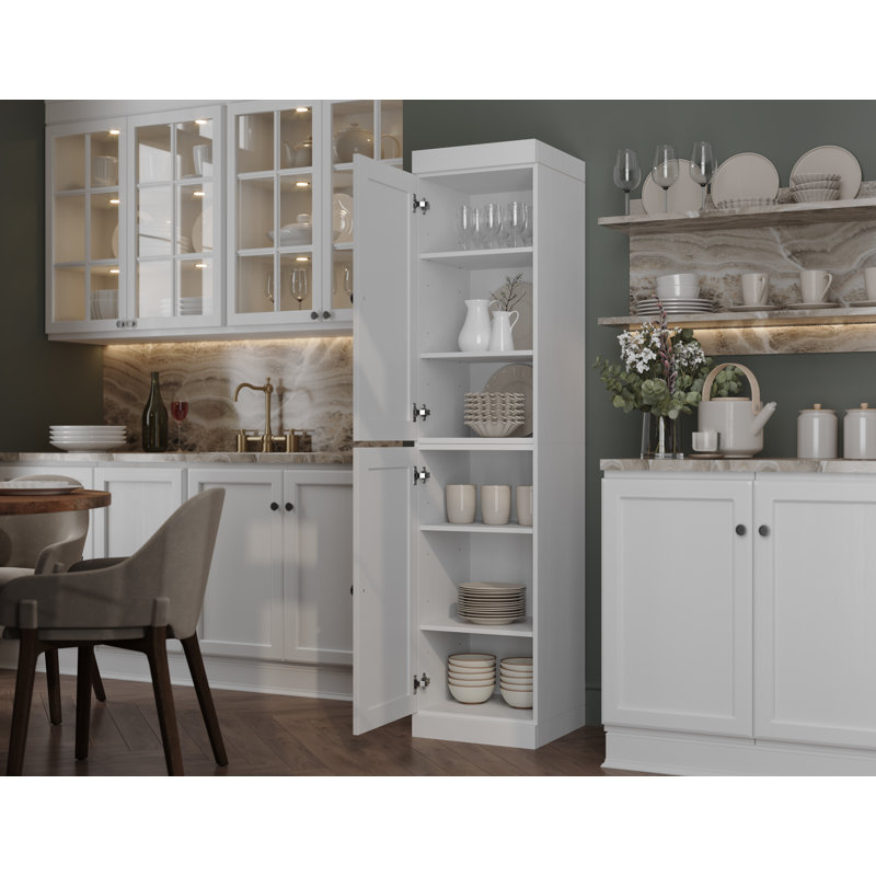 Garde-manger Palace 100% bois massif 16,5 po avec portes Shaker et tablettes réglables Palace Imports, Blanc