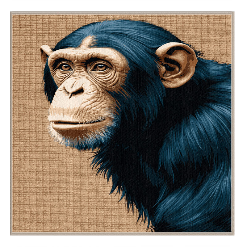 Washable Common Chimpanzee Wildlife Area Rug, Square 8'