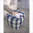 Ottoman Floor Cushion, 16x16x16 Checkered Ivory Navy Blue | Ivory+Navy | Fabric
