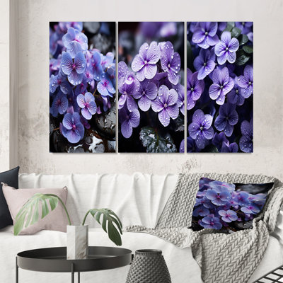 «Violets Whispering Photo», 3 pièces sur toile