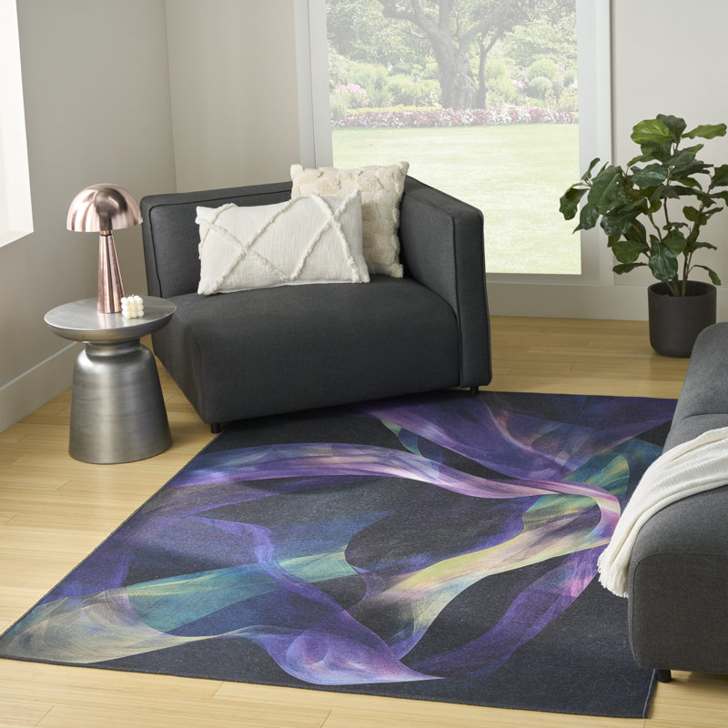 Tapis d'intérieur moderne multicolore Ivy Bronx Washables, Rectangle 5 pi 2 po x 7 pi