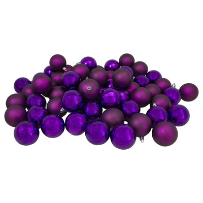Eggplant Purple Shatterproof 2-Finish Christmas Ball Ornaments