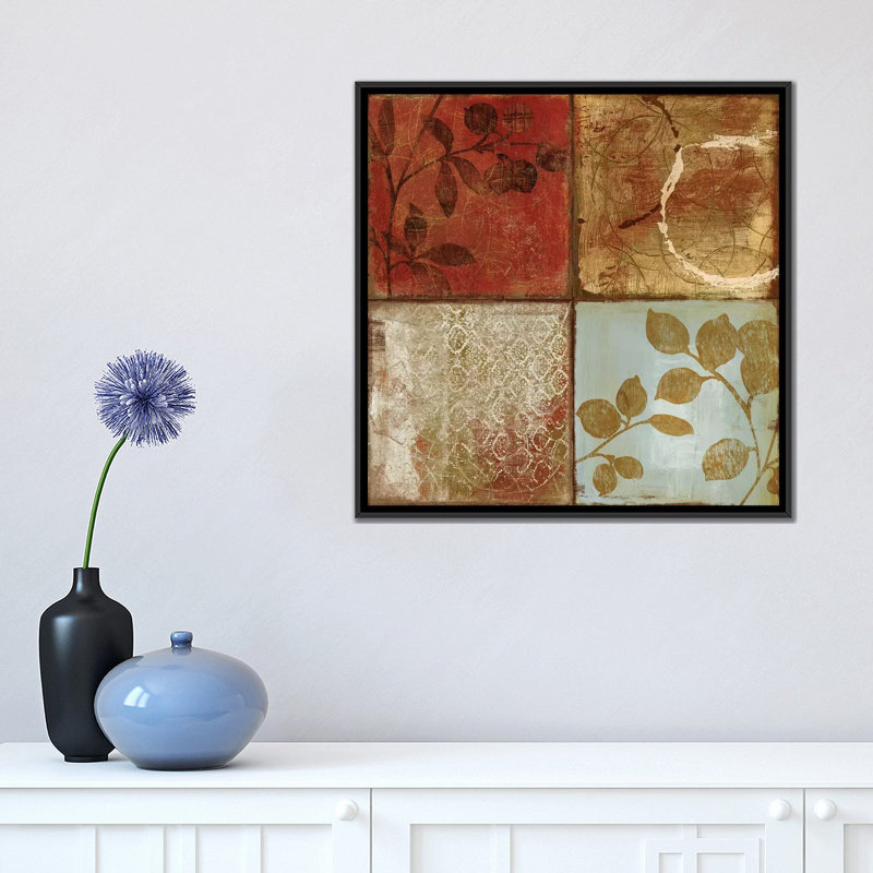 « trésors ii », impression sur toile, H 18 po x l 18 po x P 1,5 po, Toile avec cadre noir, Pas de tapis