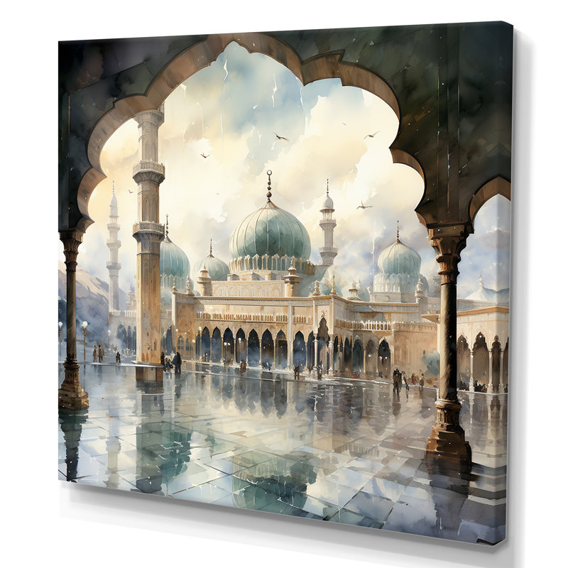 «Mosquée» - Mosquée, Toile tendue, H 30 po x l 30 po x P 1,5 po