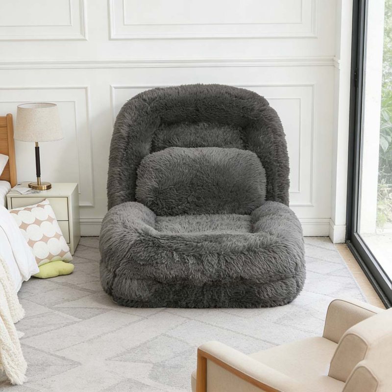 Lit pour chien humain, canapé paresseux, convertible réglable à 5 positions, Gris foncé