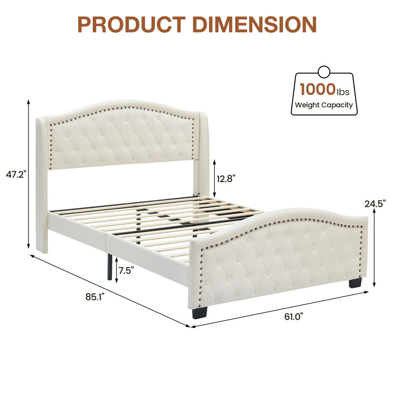 Structure de lit en acier Axyl 47,2 po, Grand lit