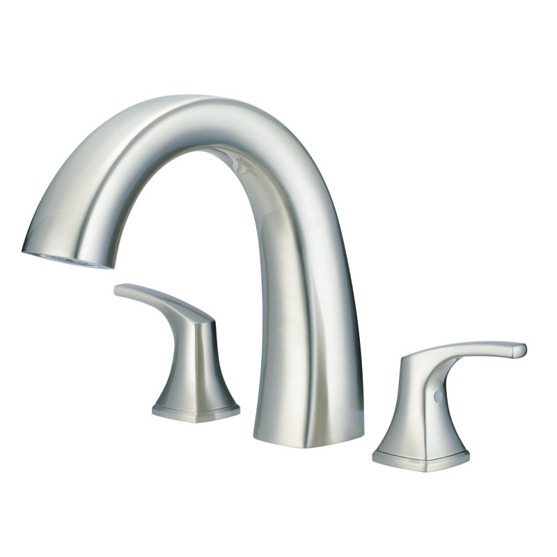 Vaughn Double Handle Deck Mounted Roman Tub Faucet Trim, Brushed Nickel