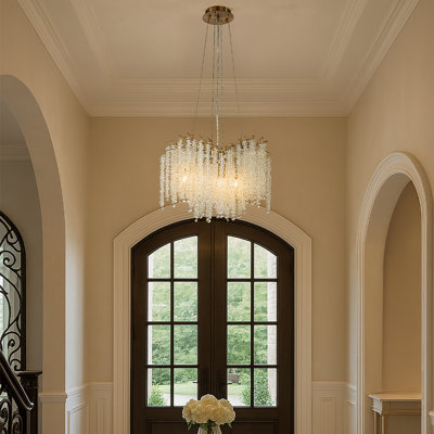 20'' Modern Glam Crystal Chandelier Branch Style 4-light Pendant Ceiling Light For Dining Room Bedroom Living Room Entryway