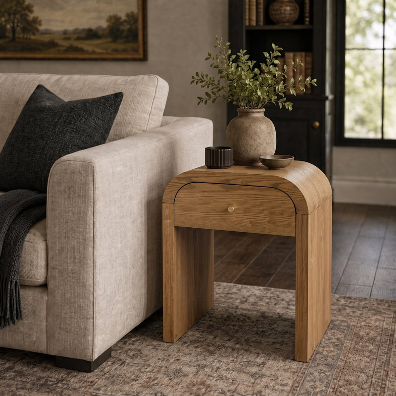 Table de bout avec tiroir Ashcurve, Walnut Brown