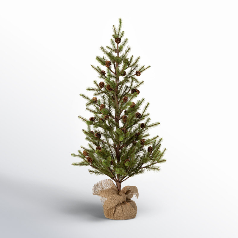 Stacy Faux Pine Tree in Wicker/Rattan Pot, 36" H x 17" W x 17" D