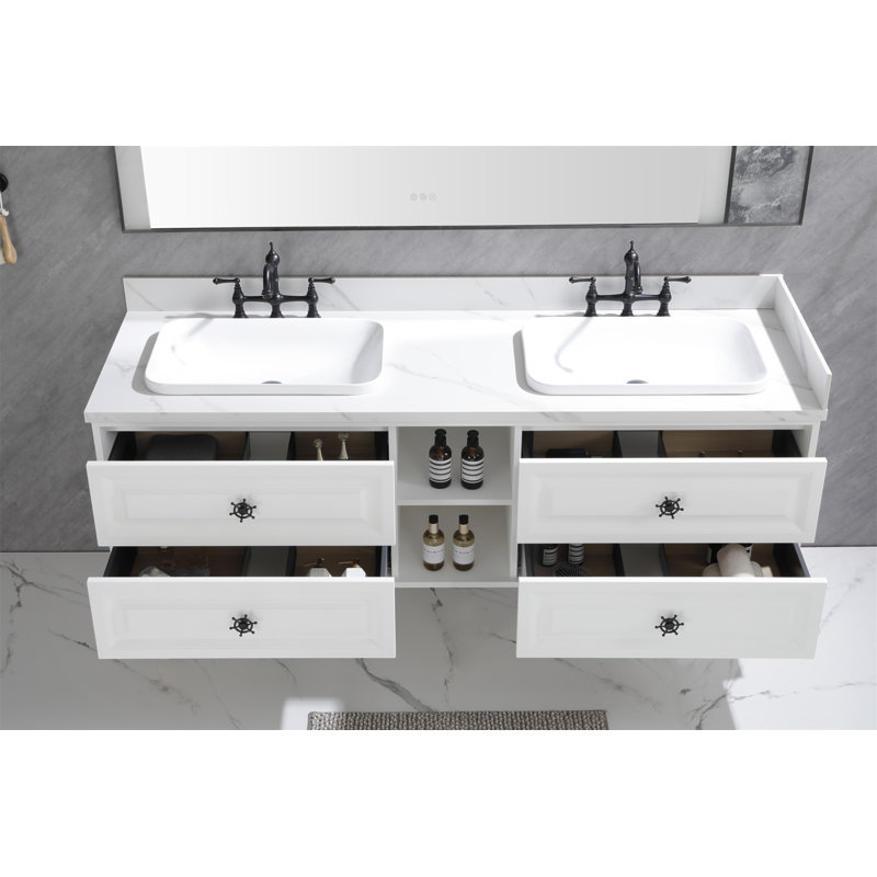 84'' Wall Mounted Double Bathroom Vanity Base Only