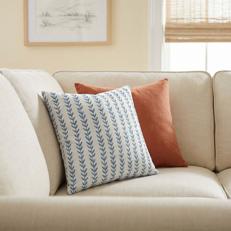 Zoey Floral Linen Reversible Pillow Cover, 18" x 18", Feathers