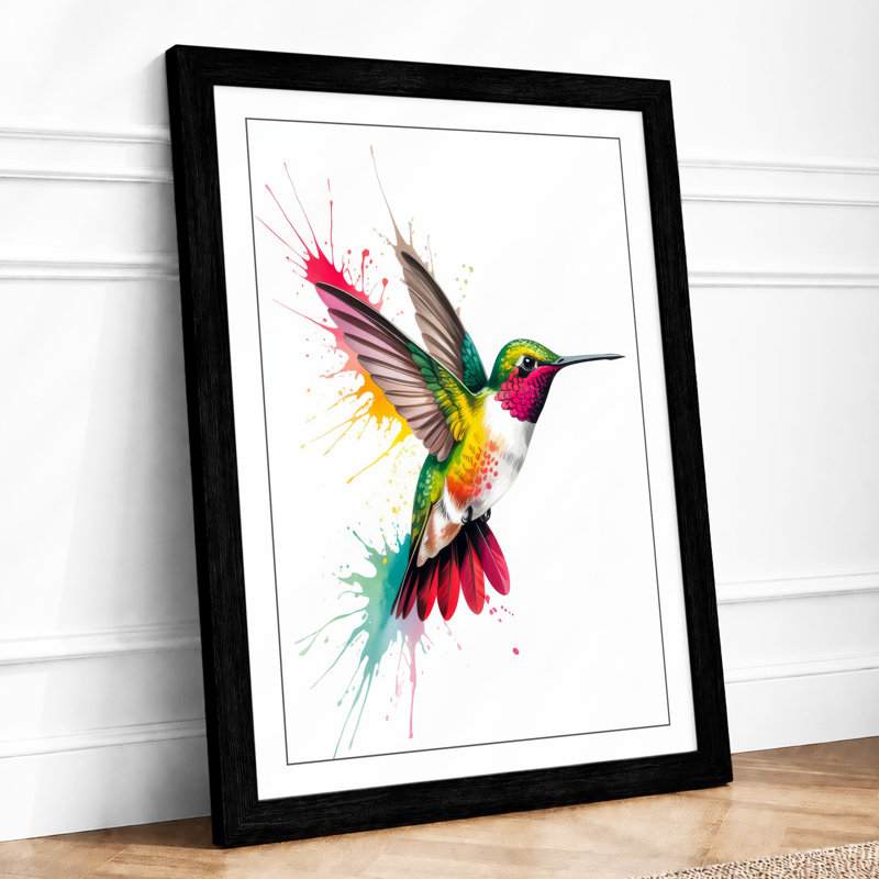 Jewelled Hummingbird Botanical - Print, Black, A3 - 42.0 x 29.7 cm