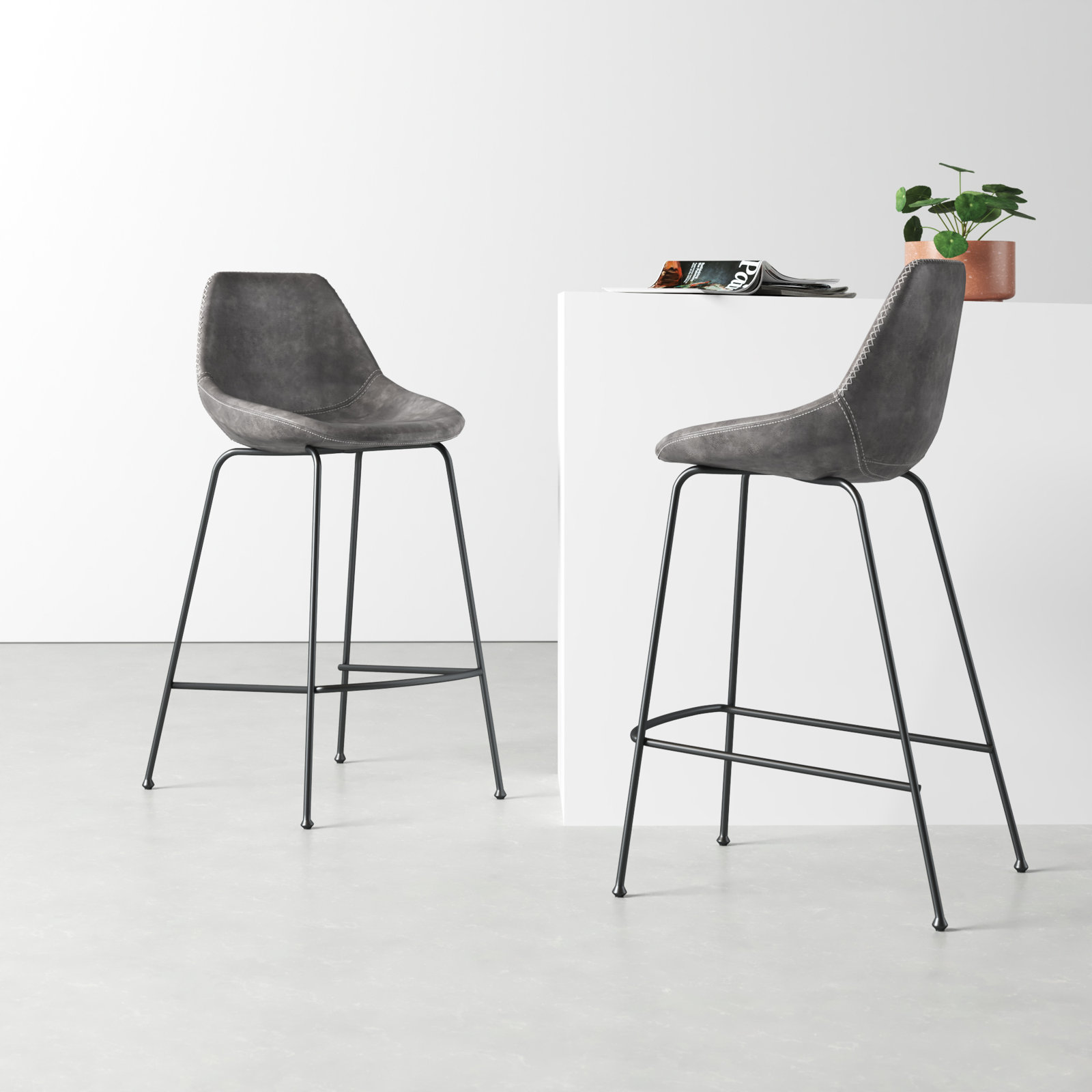Garner Bar Stool, Gray, Counter Stool (26" Seat Height)
