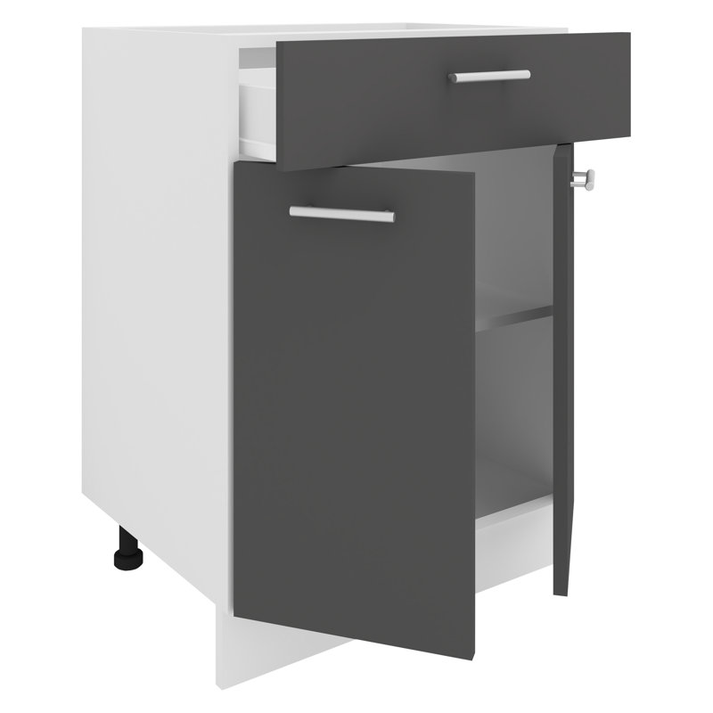 Serrina 82Cm H x 60Cm W x 46Cm D Manufactured Wood Standard Base Cabinet, White/Anthracite