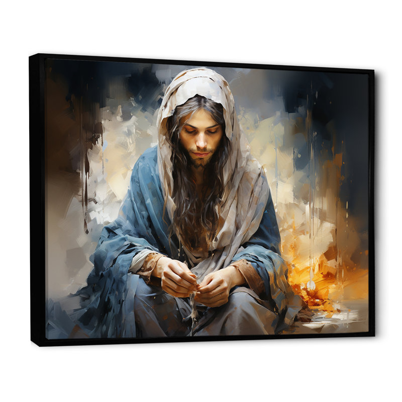 Reproduction d'art sur toile, "Salah", Cadre flottant noir, 34" H x 44" W