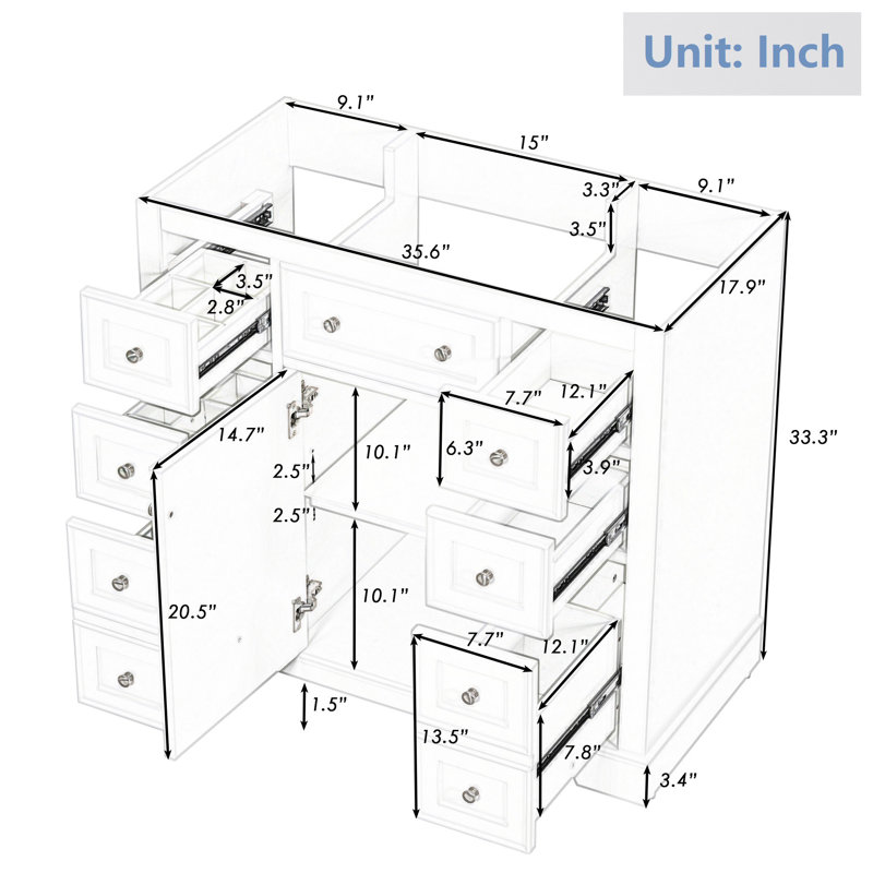 Single Bathroom Vanity without Top, White