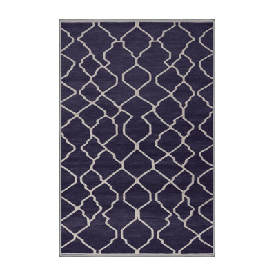 Machine Washable Trellis Purple Area Rug