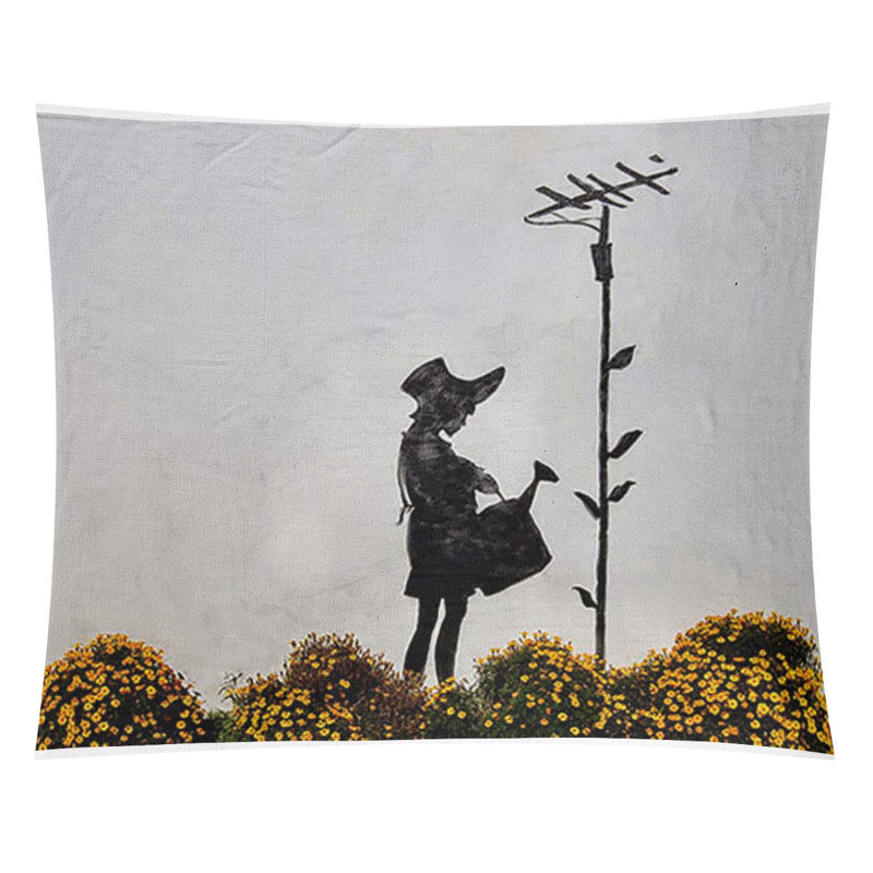 Tapisserie fille en polyester, H 68 po x l 80 po x P 1 po