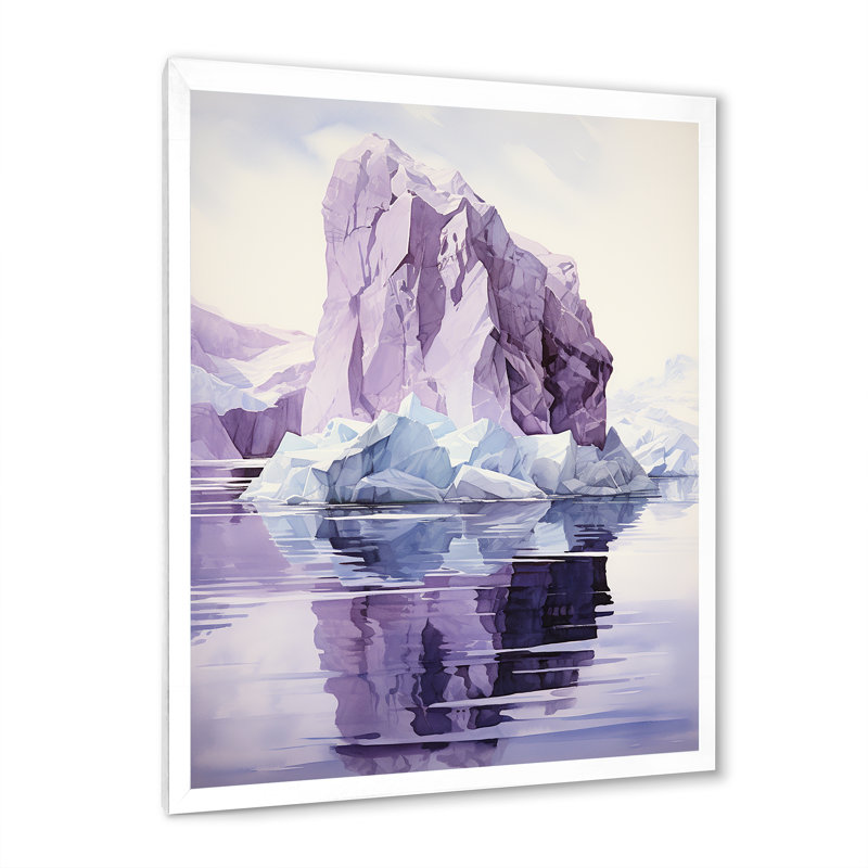 «Iceberg» mauve mystérieux - imprimé, H 20 po x l 12 po x P 1 po, Cadre photo blanc