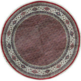 Hand-Knotted High-Quality Red and Ivory Round Area Rug
