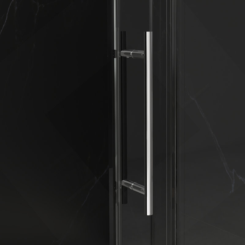 Porte de douche sans cadre de 56 à 60 po x H 76 po, porte de douche coulissante, avec cabine de douche en verre trempé épais de 3/8 po (10 mm) de qualité supérieure, couche facile à nettoyer à double face, finition chromée avec tampon