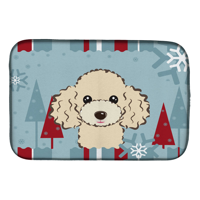 Tapis de séchage caniche de noël winter, Crème