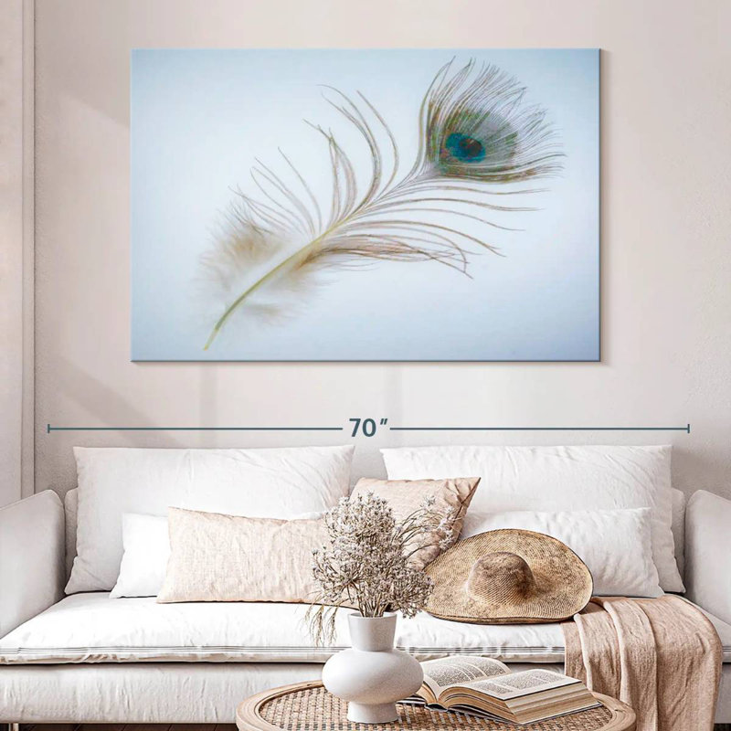 Plume de paon Kerner en bleu, H 34 po x l 51 po