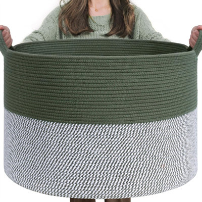 Extra Large Woven Baskets For Storage, 21.7'' X 13.8'' Wicker Basket With Handle For Blankets, Big Laundry Baskets For Clothes, Pillows, Towel, Shoe Basket For Entryway, 90L Jute