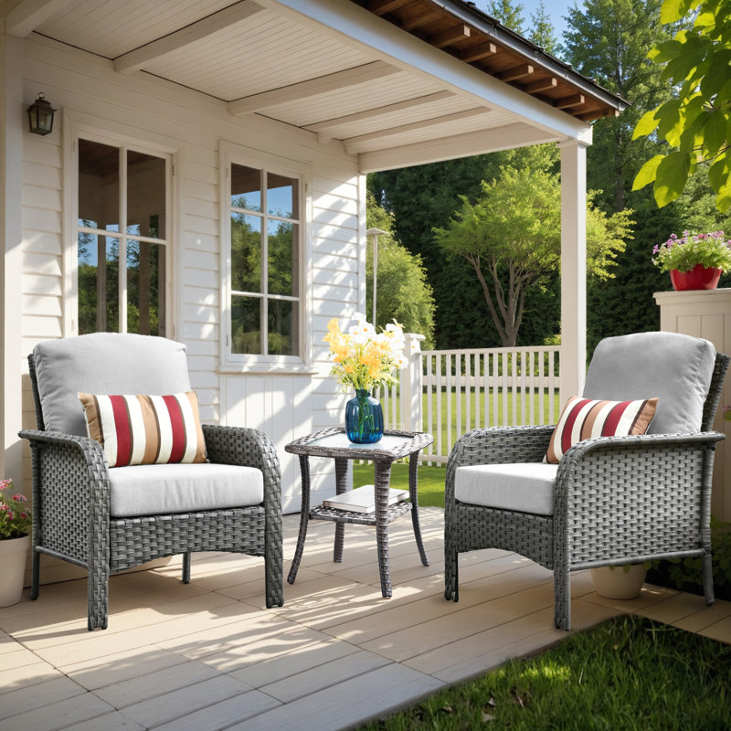 Ensemble de conversation pour 2 personnes avec coussins et table de bout, Gris