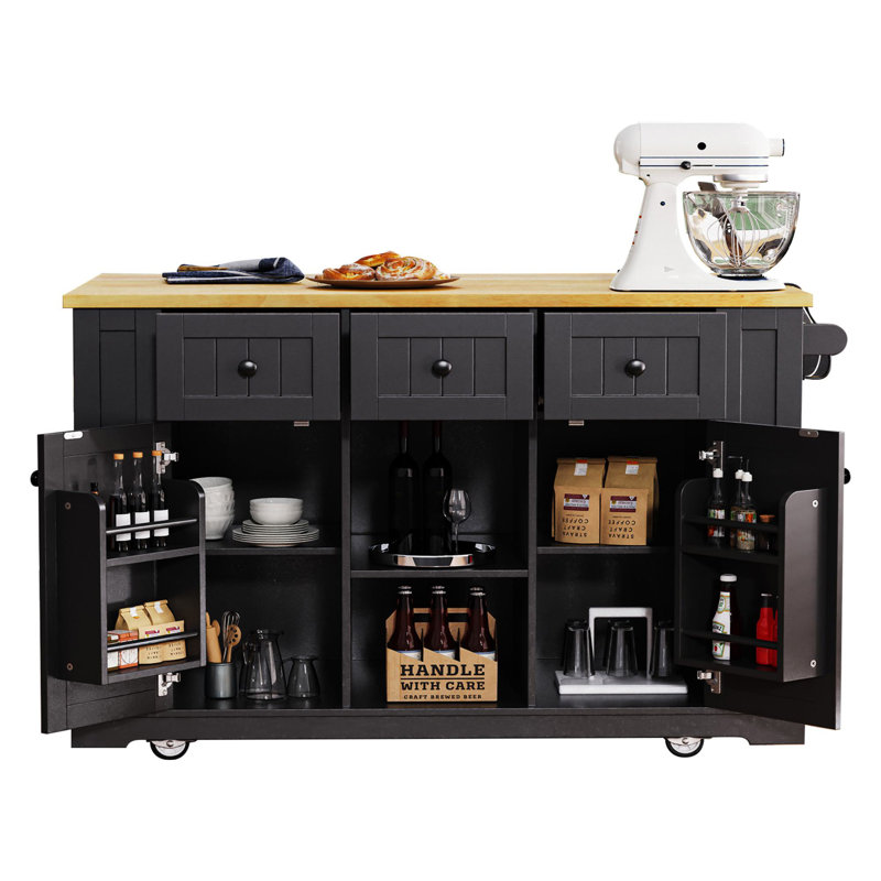 Îlot de cuisine 53 po avec abattant Allycia, Noir