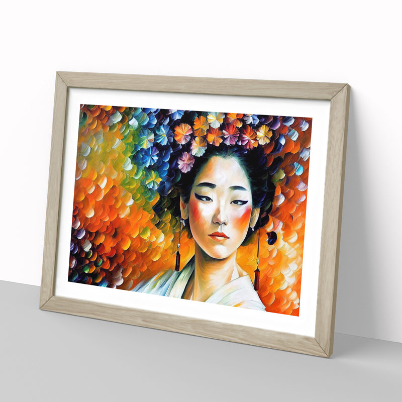 Shimmering Geisha Vol.4 Abstract - Single Picture Frame Painting, 34cm H x 46cm W x 2cm D, Oak