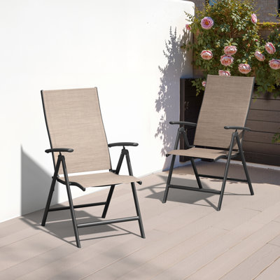 Hickley Metal Folding Patio Dining Armchair with Adjustable Backrest