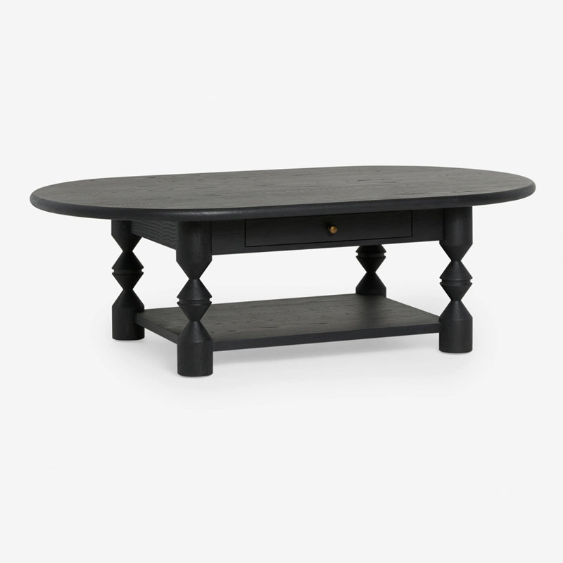 Medieval oval coffee table, Black