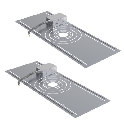 2 Pack New Construction Mounting Plate with Symmetric Round Hole - 2-3-4-6-8" Flat Steel Rough-in Wafer Light Bracket, LED Recessed Lighting Housing