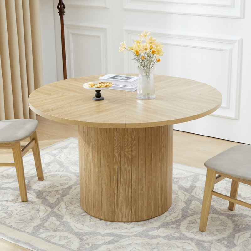 Cuji 47'' Round Pedestal Dining Table, Natural