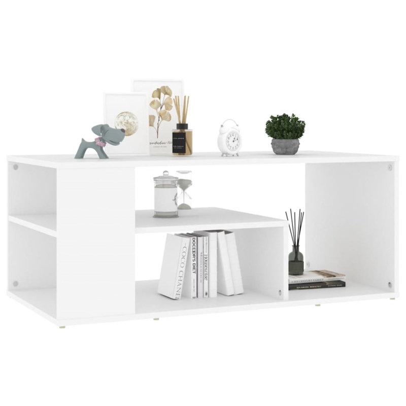 Manufactured Wood Frame Single Coffee Table with Storage, White