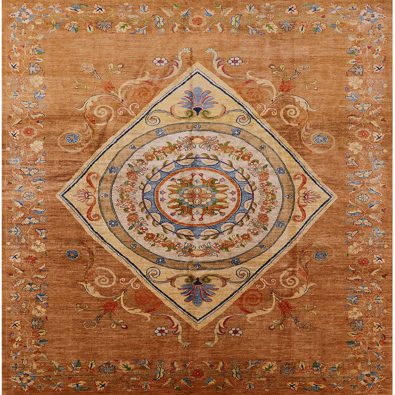 Tapis 100% moderne de style Mid-Century 2267 lavable à la machine, Carré 7 pi
