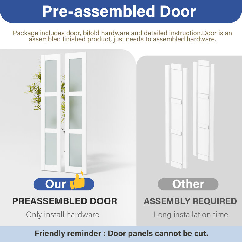 Porte pliante en bois massif 1-Lite, 60 po x 80 po, 2