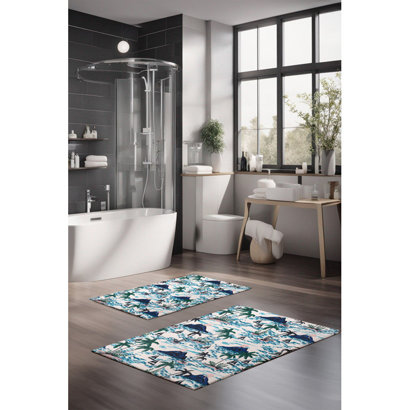 Eakly Luxury Bathmat Set (2 Pieces), 100% Polyester, 16.0 x 23.6 inches & 23.6 x 39.4 inches | Non-Slip Antibacterial Design, 0.3 in Pile Height | Machine Washable, Durable & Easy to Clean | Ideal for Bathroom Décor