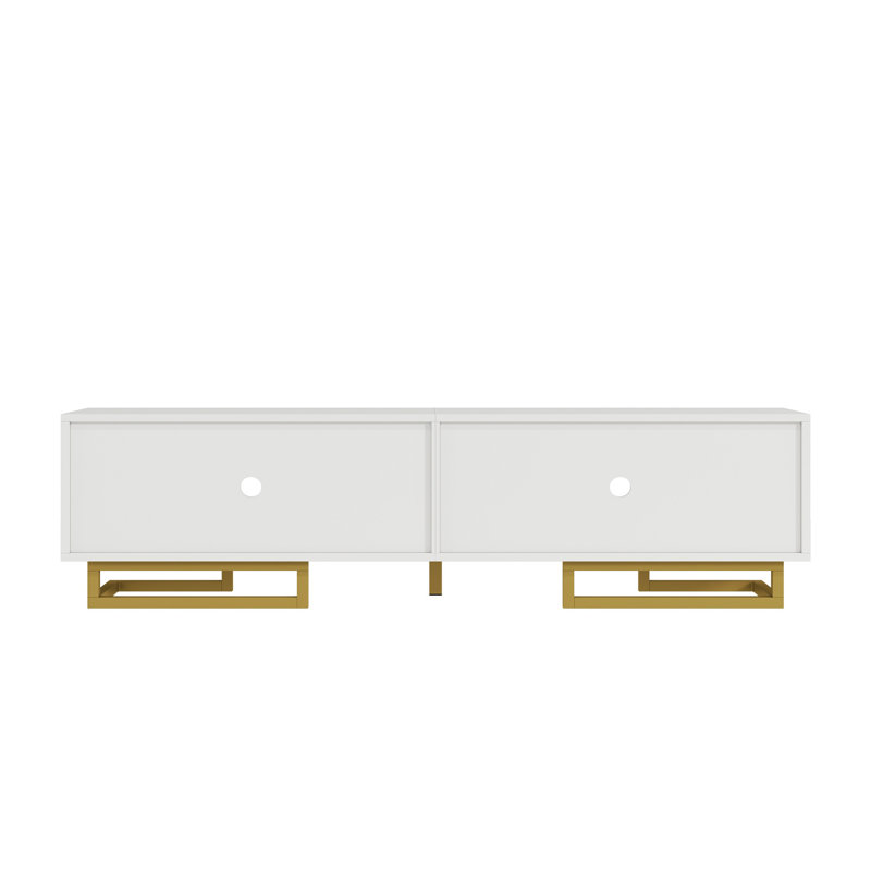 Luxury Tv Stand - 160Cm Media Unit With Soft-Close Doors & Adjustable Feet, White