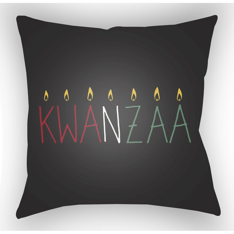 Indoor/Outdoor Throw Pillow, 20" H x 20" W x 4" D, Black/Yellow/Red/Green