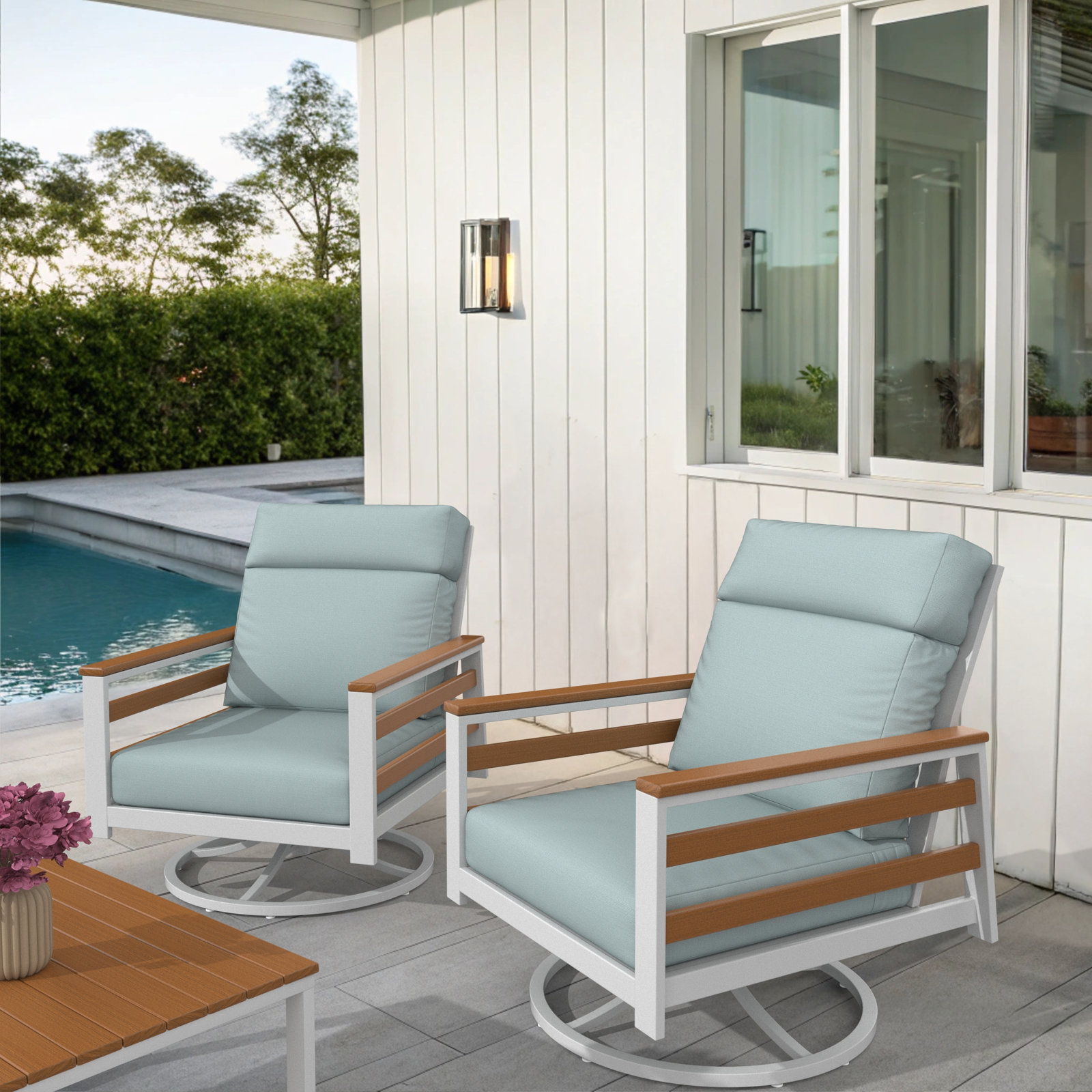 Townsend Sunbrella® Swivel Patio Lounge Chair, Bliss Dew, Brown