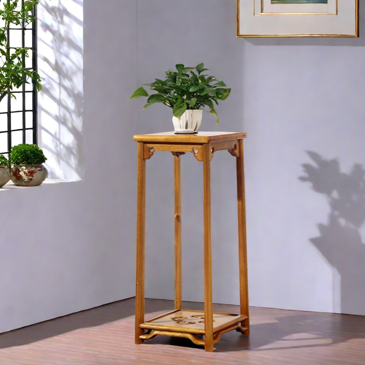 dujinlong home Flower frame simple solid wood living room landing ...