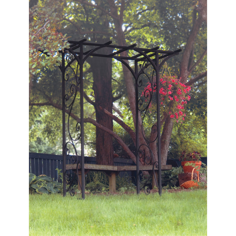Buchanon 193cm W x 66cm D Steel Arbour in Black