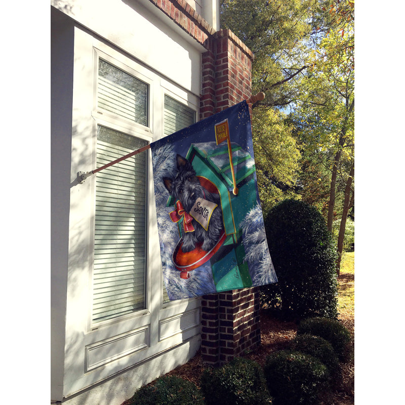 Drapeau de maison Hvidovre Sheltie Halloween en polyester à 2 faces 3 x 2 pi, Scottie lettre au Père Noël