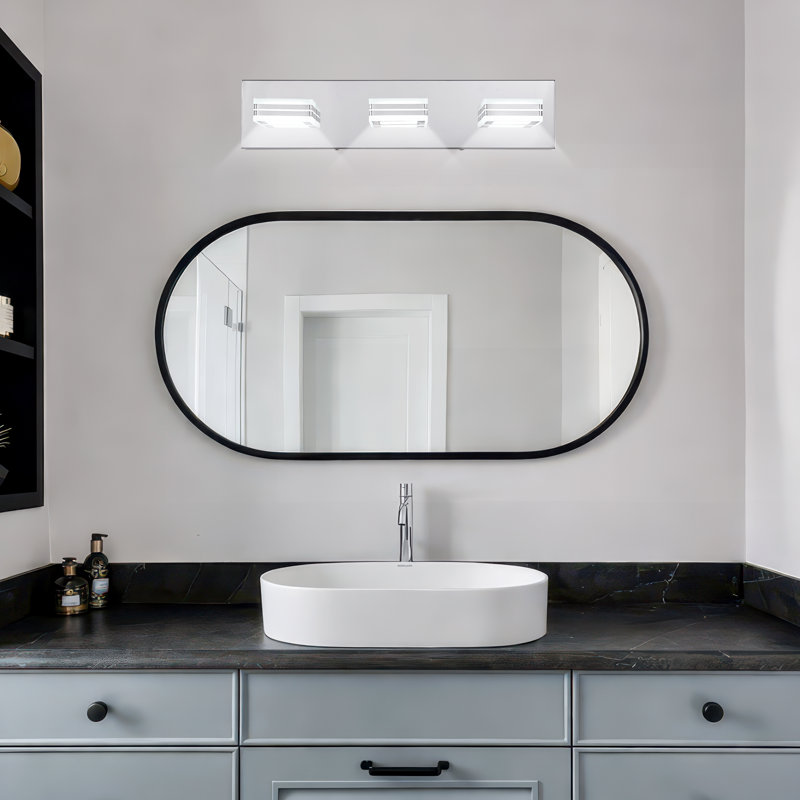 Luminaire de salle de bain moderne à 3 lumières à DEL à intensité variable avec tête rotative à 360 ° en acrylique pour salle de bain et salon