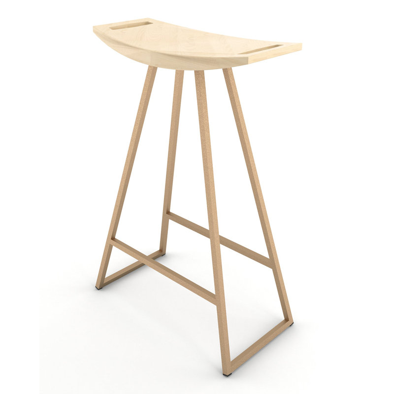 Robert Counter Stool with Metal Frame, Maple, Counter Stool (24" Seat Height), Rose Copper