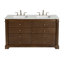 Elgin 60"W Marble Top 4 Drawer Double Bathroom Vanity, Brown