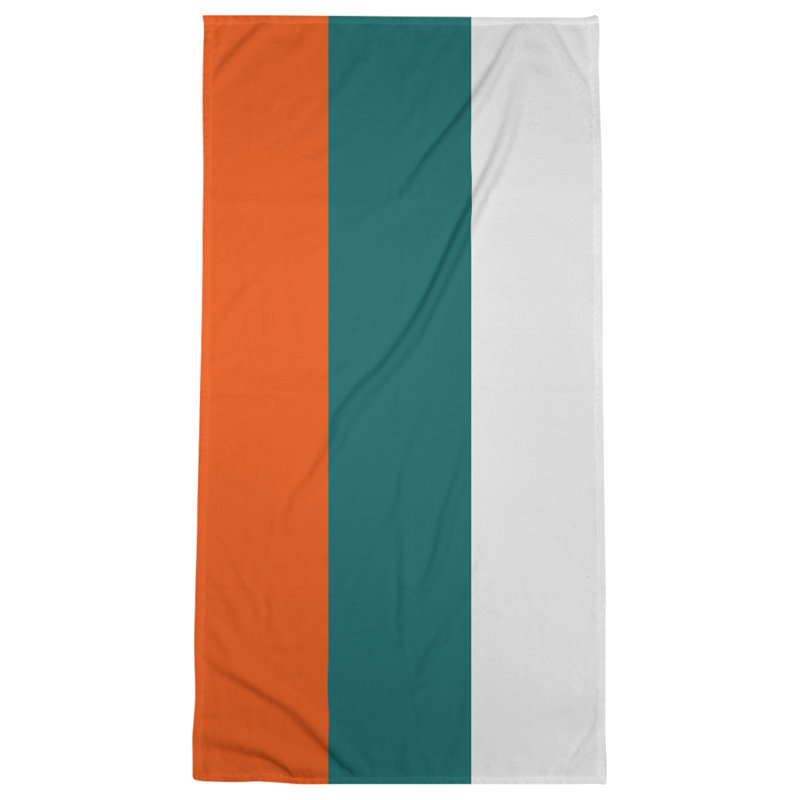 Beach Towel, Dark Aqua/Orange/Off White